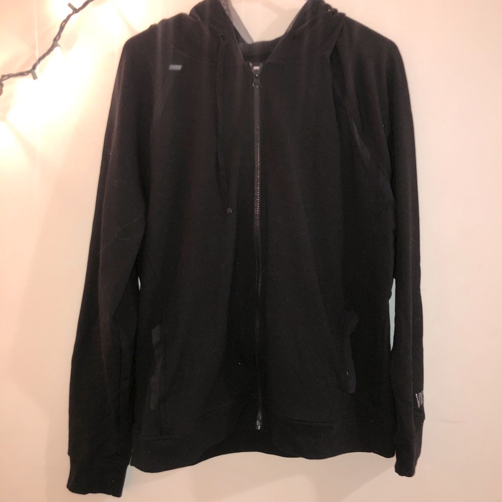 Victoria Sport Black Full Zip Mesh Detail Hoodie